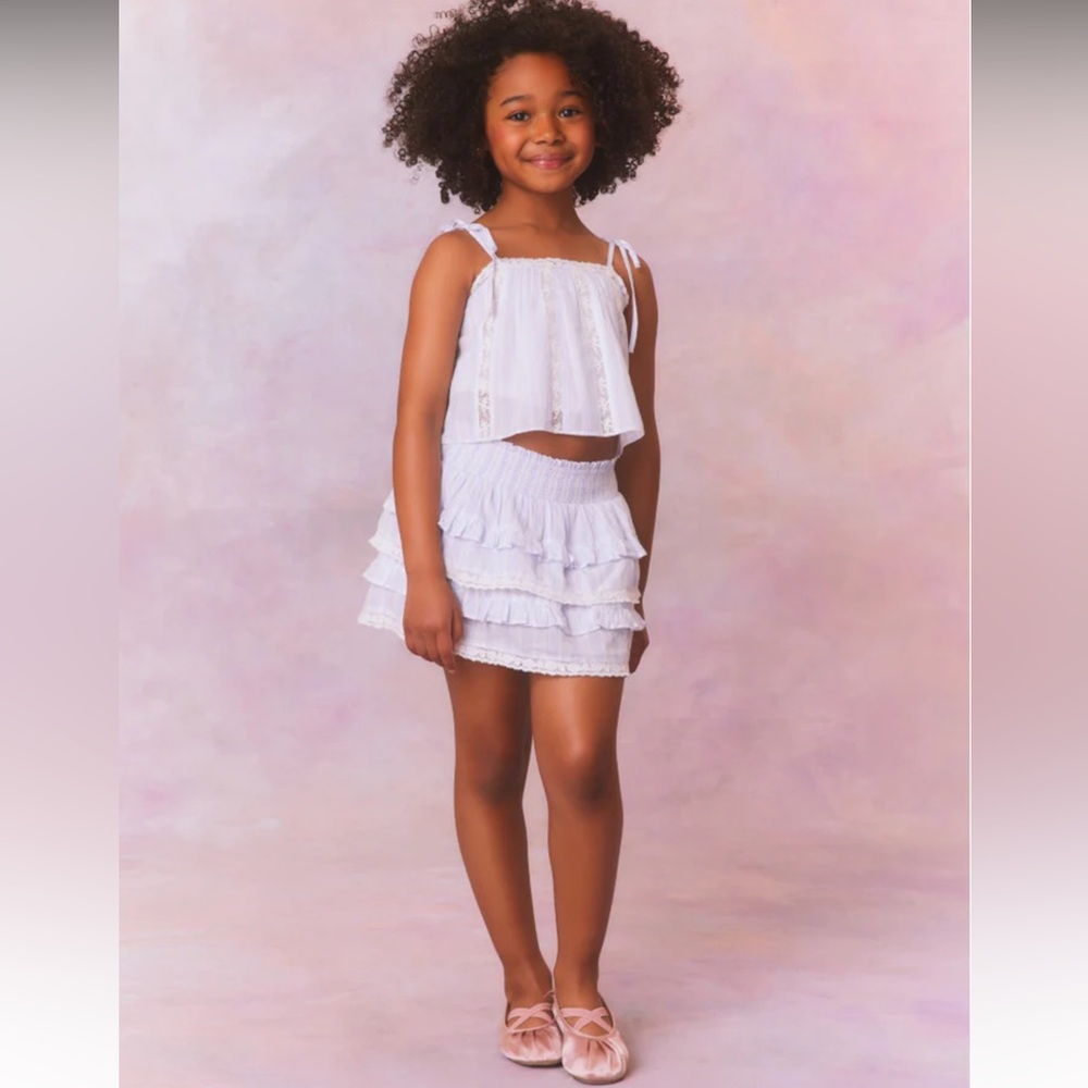 Love Shack Fancy, Girls Billie Skirt - Blueberry Cloud / 3-4T